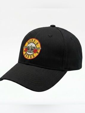 Guns N Roses Black Circle Logo Patch Fitted Hat GNR Cap